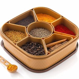 SQUARE MASALA BOX WITH 7 SMALL BOX AND 1 SPOON