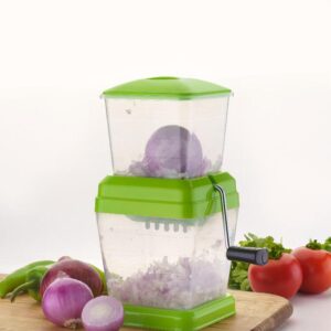 PLASTIC STAINLESS STEEL ONION CUTTER (GREEN)