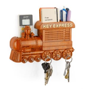 KEY STAND TRAIN 6 STEEL HOOKS WITH WOODEN FINISH