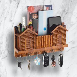 KEY STAND DISNEY HOME 6 STEEL HOOKS WITH WOODEN FINISH