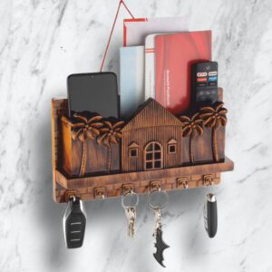 KEY STAND JUNGLE HOME 6 STEEL WITH WOODEN FINISH