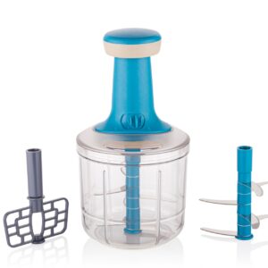 PUSH CHOPPER STAINLESS STEEL BLADES LOCK & UNLOCK SYSTEM 1200-ML (BLUE)
