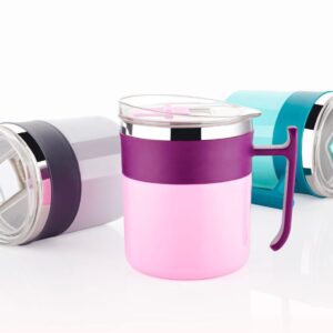 COFFEE MUG WITH LID AND HANDLE- PLASTIC COBERED STAINLESS STEEL MUG (300-ml)